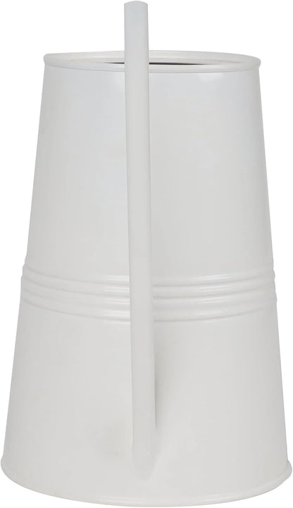 Metal Watering Can with Long Spout & Wooden Grip Handle,1 Gallon,White