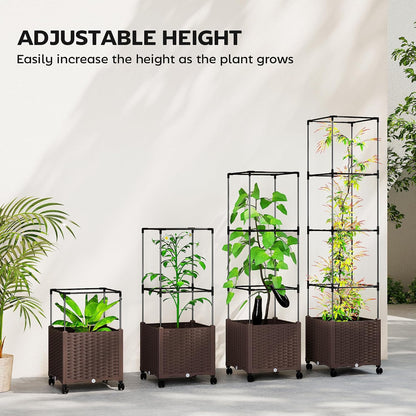 Raised Garden Bed with Trellis, 71.7" Tomato Planter Cage, Gray