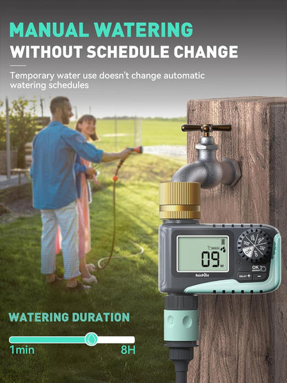 2-Pack Sprinkler Timer with Brass Swivel for Garden Hose, Programmable Hose Timer with Rain Delay/Manual Watering, Digital Irrigation System for Lawns, 1 Outlet