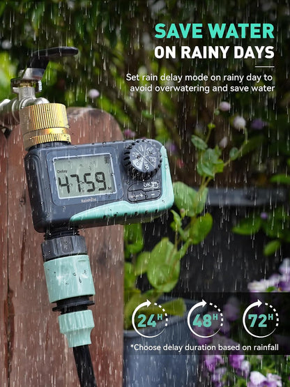 2-Pack Sprinkler Timer with Brass Swivel for Garden Hose, Programmable Hose Timer with Rain Delay/Manual Watering, Digital Irrigation System for Lawns, 1 Outlet