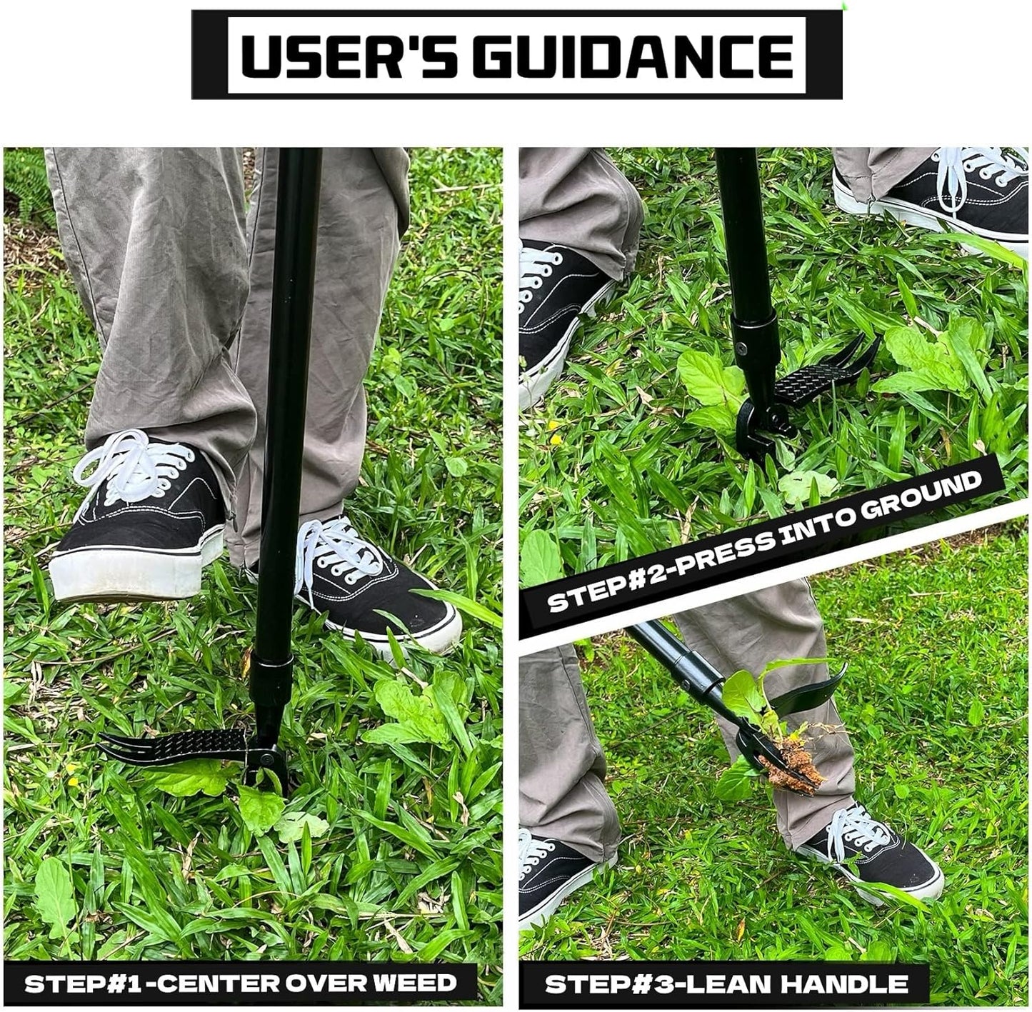 High Hardness Weed Pulling Tool - Manual Stand Up Weed Puller Tool Head Replacement - 4-Claw Steel Head Design, Black