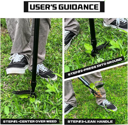 High Hardness Weed Pulling Tool - Manual Stand Up Weed Puller Tool Head Replacement - 4-Claw Steel Head Design, Black