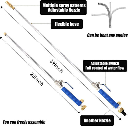 High Pressure Power Washer Wand, Watering Sprayer Cleaning Tool, Hydro Jet Water Hose Nozzle, Wand Lance for Gutter Patio Car Pet Window blue