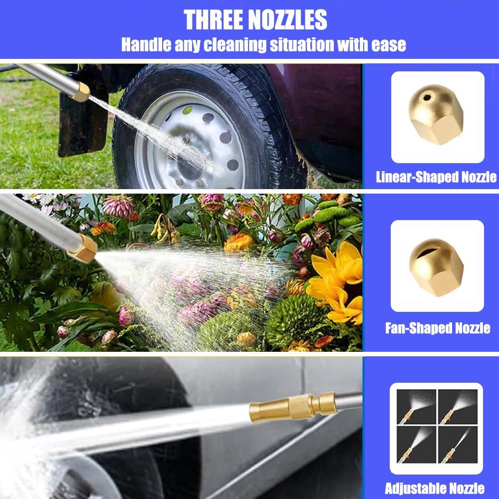 High Pressure Power Washer Wand, Watering Sprayer Cleaning Tool, Hydro Jet Water Hose Nozzle, Wand Lance for Gutter Patio Car Pet Window blue