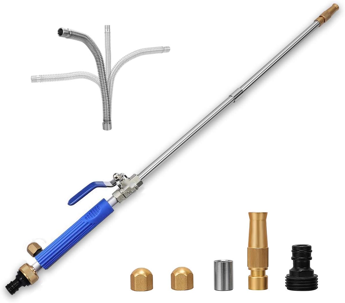 High Pressure Power Washer Wand, Watering Sprayer Cleaning Tool, Hydro Jet Water Hose Nozzle, Wand Lance for Gutter Patio Car Pet Window blue