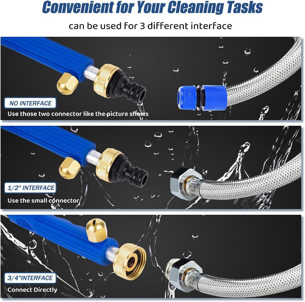 High Pressure Power Washer Wand, Watering Sprayer Cleaning Tool, Hydro Jet Water Hose Nozzle, Wand Lance for Gutter Patio Car Pet Window blue