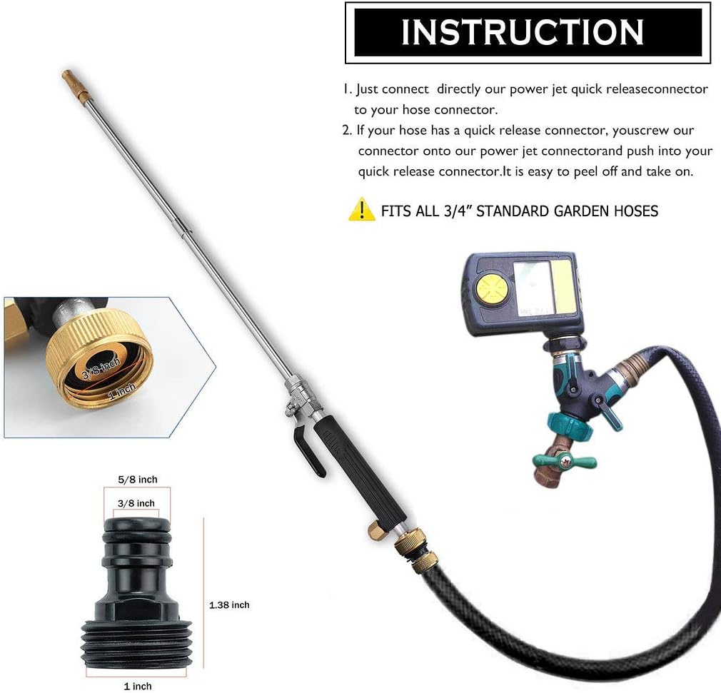 High Pressure Power Washer Wand, Watering Sprayer Cleaning Tool, Hydro Jet Water Hose Nozzle, Wand Lance for Gutter Patio Car Pet Window blue