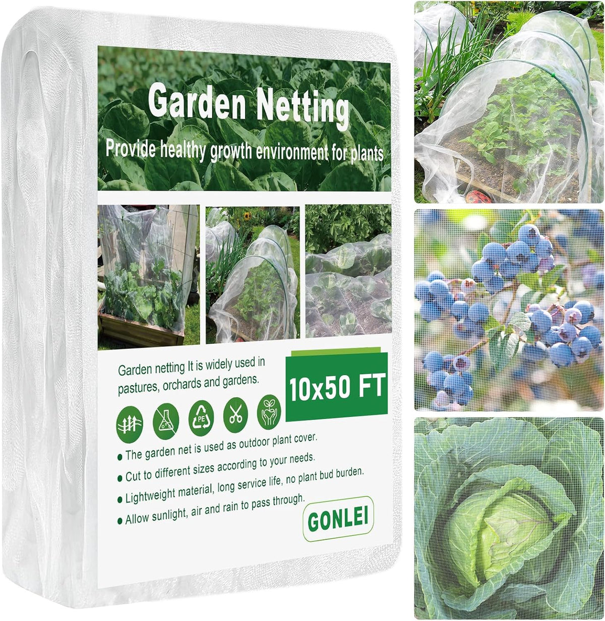 Garden Netting 10 X 50 FT Ultra Fine Netting for Garden Protection,Garden Netting for Raised Beds,Mosquito Net for Blueberry Shrubs Vegetables Fruits Flowers Crops Pest Barrier