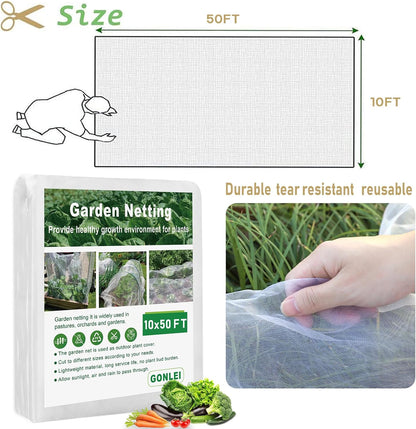 Garden Netting 10 X 50 FT Ultra Fine Netting for Garden Protection,Garden Netting for Raised Beds,Mosquito Net for Blueberry Shrubs Vegetables Fruits Flowers Crops Pest Barrier