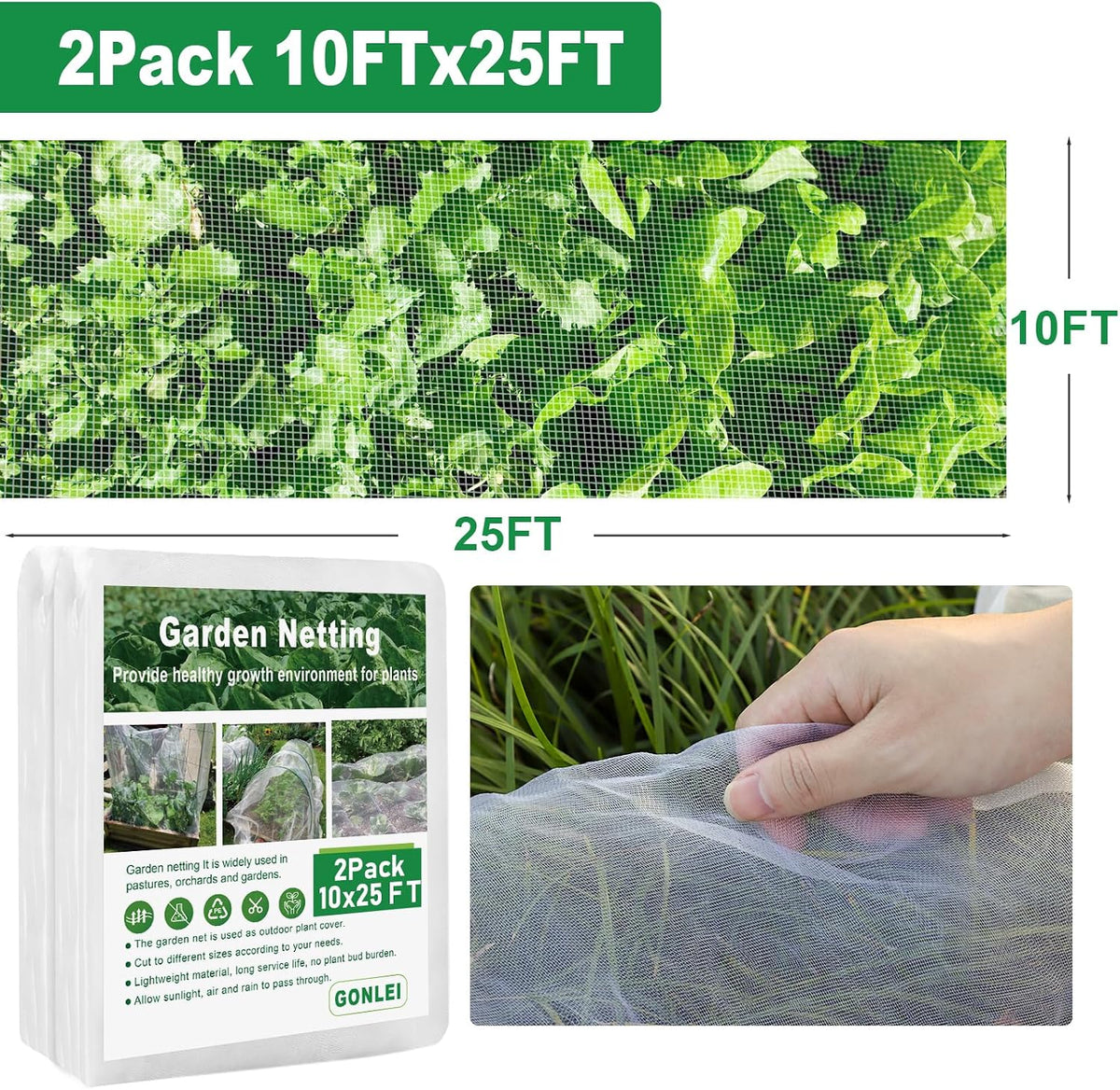 Garden Netting 10 X 50 FT Ultra Fine Netting for Garden Protection,Garden Netting for Raised Beds,Mosquito Net for Blueberry Shrubs Vegetables Fruits Flowers Crops Pest Barrier