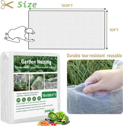 Garden Netting 10 X 50 FT Ultra Fine Netting for Garden Protection,Garden Netting for Raised Beds,Mosquito Net for Blueberry Shrubs Vegetables Fruits Flowers Crops Pest Barrier