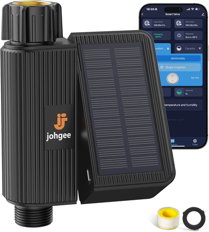 Solar Smart WiFi Sprinkler Timer, WiFi Water Timer for Garden Hose with Rain Delay/Manual/Automatic, Alexa & Smart Life App, Solar Irrigation Sprinkler Controller for Lawns Yard