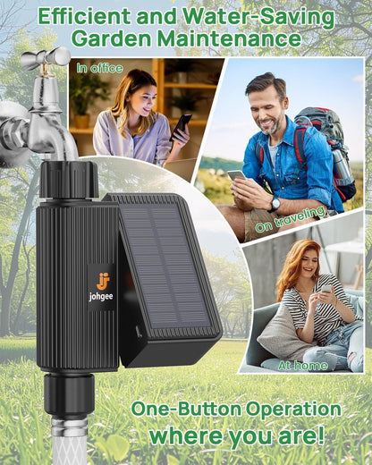 Solar Smart WiFi Sprinkler Timer, WiFi Water Timer for Garden Hose with Rain Delay/Manual/Automatic, Alexa & Smart Life App, Solar Irrigation Sprinkler Controller for Lawns Yard