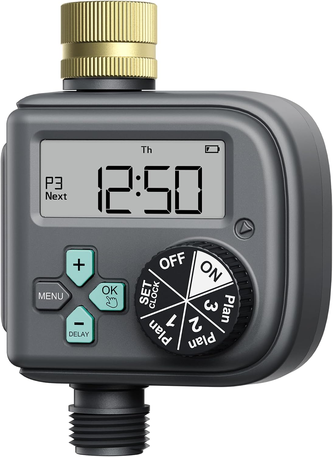 Sprinkler Timer with 3 Different Programs, Waterproof Hose Timer Brass Inlet with Rain Delay/Manual/Automatic Irrigation System, 1 Outlet
