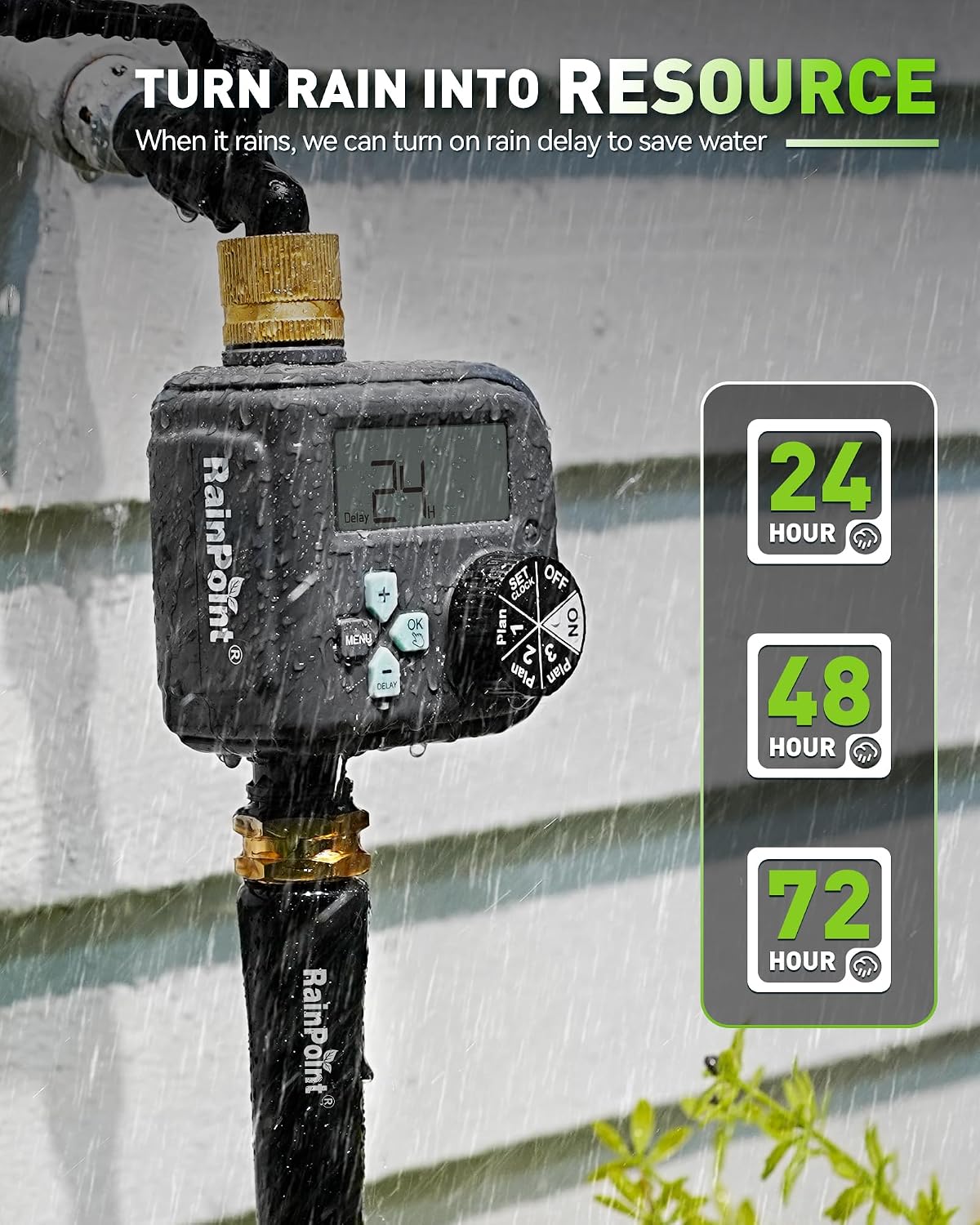 Sprinkler Timer with 3 Different Programs, Waterproof Hose Timer Brass Inlet with Rain Delay/Manual/Automatic Irrigation System, 1 Outlet
