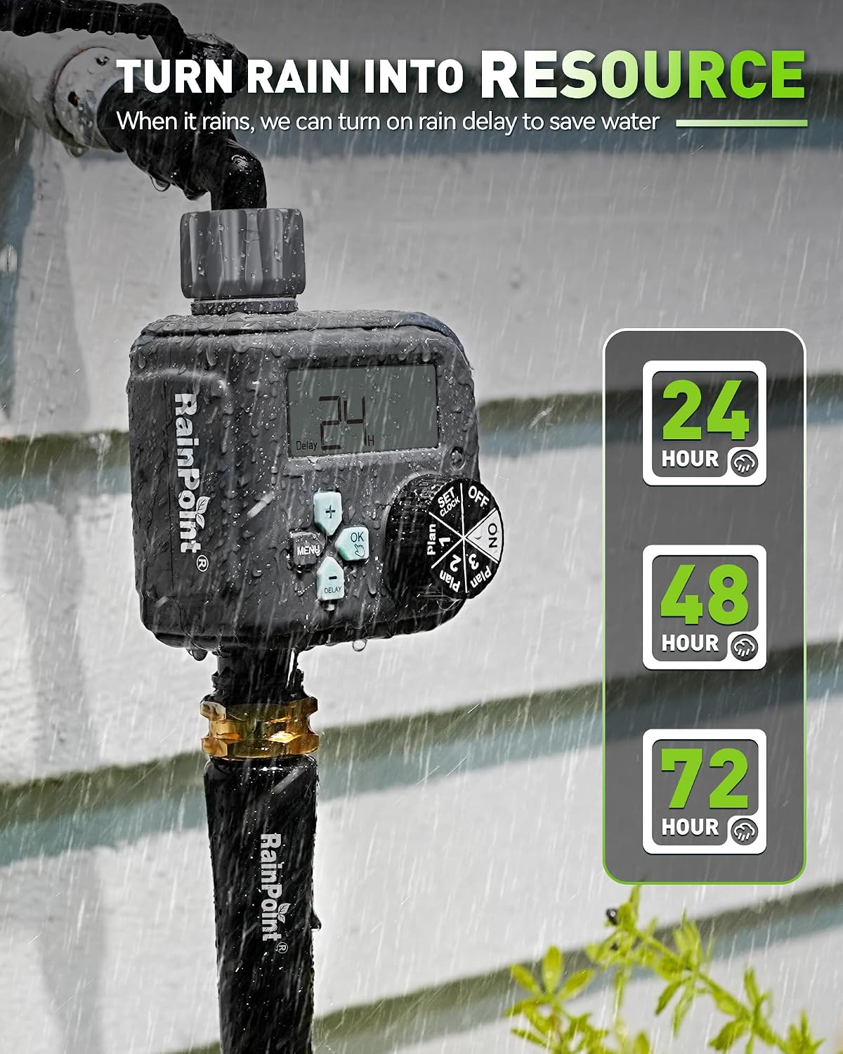Sprinkler Timer with 3 Different Programs, Waterproof Hose Timer Brass Inlet with Rain Delay/Manual/Automatic Irrigation System, 1 Outlet