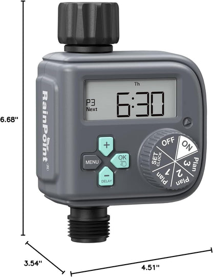 Sprinkler Timer with 3 Different Programs, Waterproof Hose Timer Brass Inlet with Rain Delay/Manual/Automatic Irrigation System, 1 Outlet