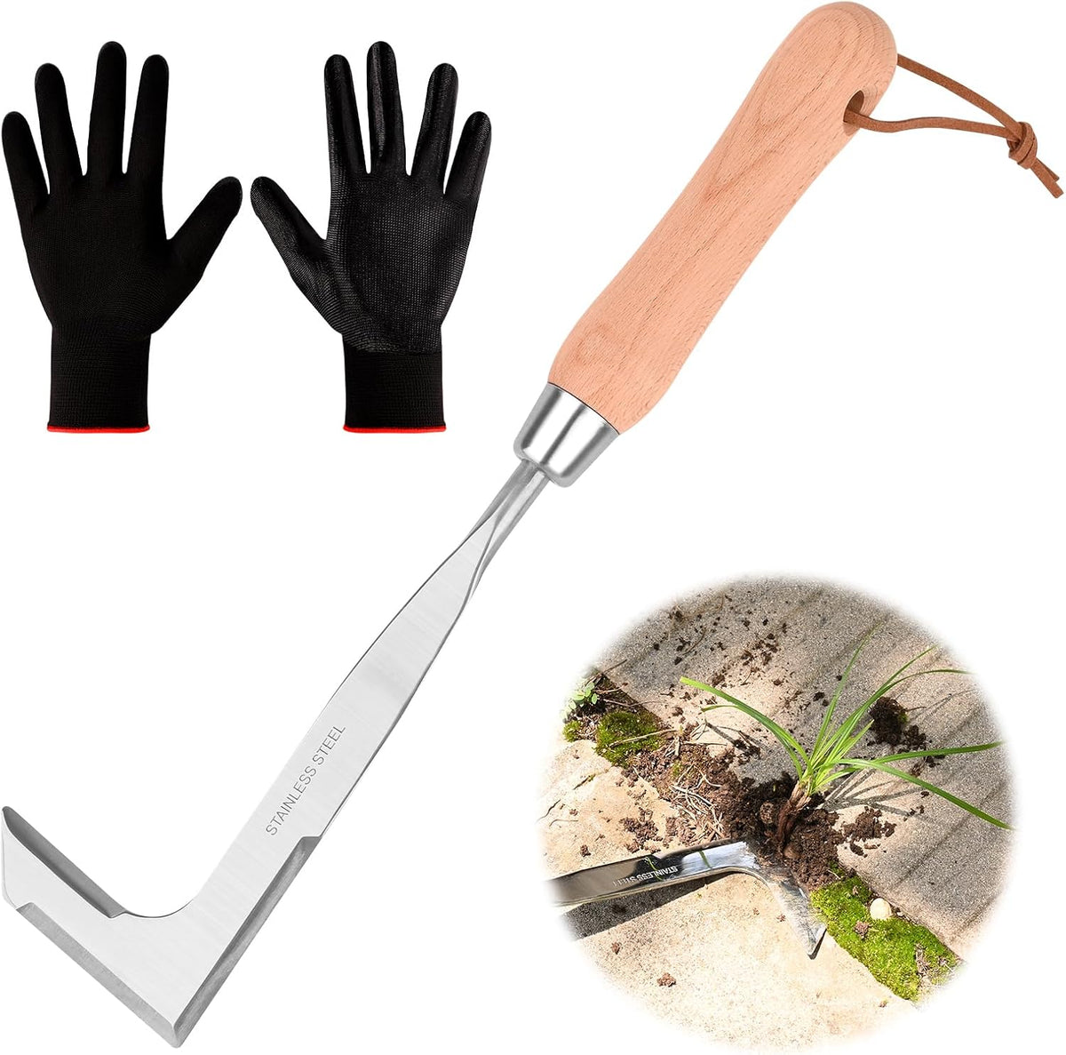 Weed Puller Tool Garden Weed Pulling Tool, 4-Tine Manganese Steel Weeder Tool - Black Coated Forged Portable Garden Hand Weeder for Farm, Orchard & Garden (2Pack)
