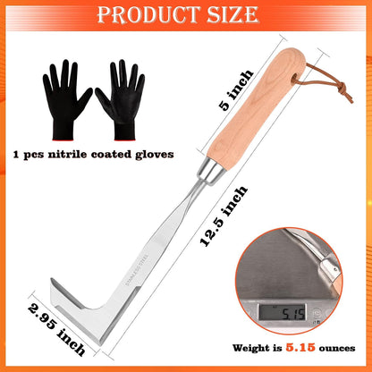 Weed Puller Tool Garden Weed Pulling Tool, 4-Tine Manganese Steel Weeder Tool - Black Coated Forged Portable Garden Hand Weeder for Farm, Orchard & Garden (2Pack)