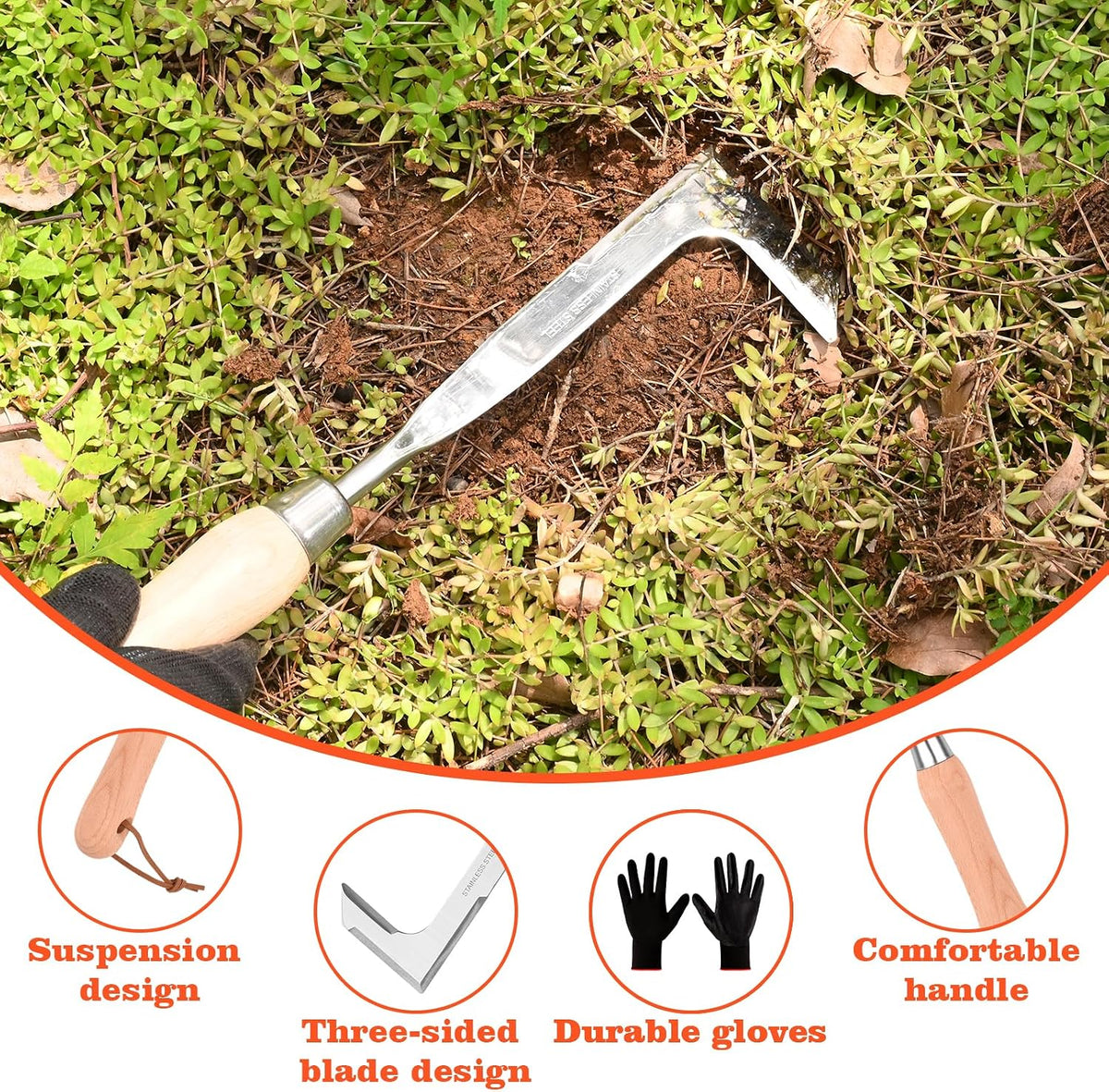Weed Puller Tool Garden Weed Pulling Tool, 4-Tine Manganese Steel Weeder Tool - Black Coated Forged Portable Garden Hand Weeder for Farm, Orchard & Garden (2Pack)