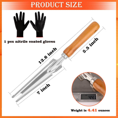 Weed Puller Tool Garden Weed Pulling Tool, 4-Tine Manganese Steel Weeder Tool - Black Coated Forged Portable Garden Hand Weeder for Farm, Orchard & Garden (2Pack)