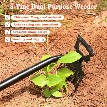 Weed Puller Tool Garden Weed Pulling Tool, 4-Tine Manganese Steel Weeder Tool - Black Coated Forged Portable Garden Hand Weeder for Farm, Orchard & Garden (2Pack)