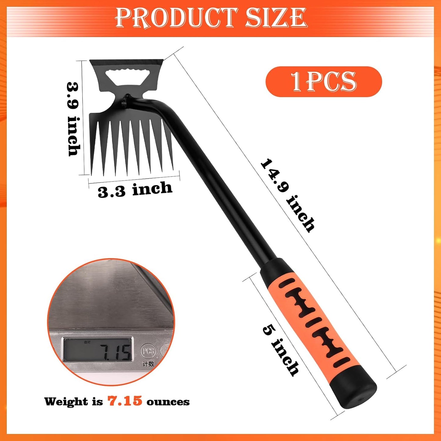 Weed Puller Tool Garden Weed Pulling Tool, 4-Tine Manganese Steel Weeder Tool - Black Coated Forged Portable Garden Hand Weeder for Farm, Orchard & Garden (2Pack)