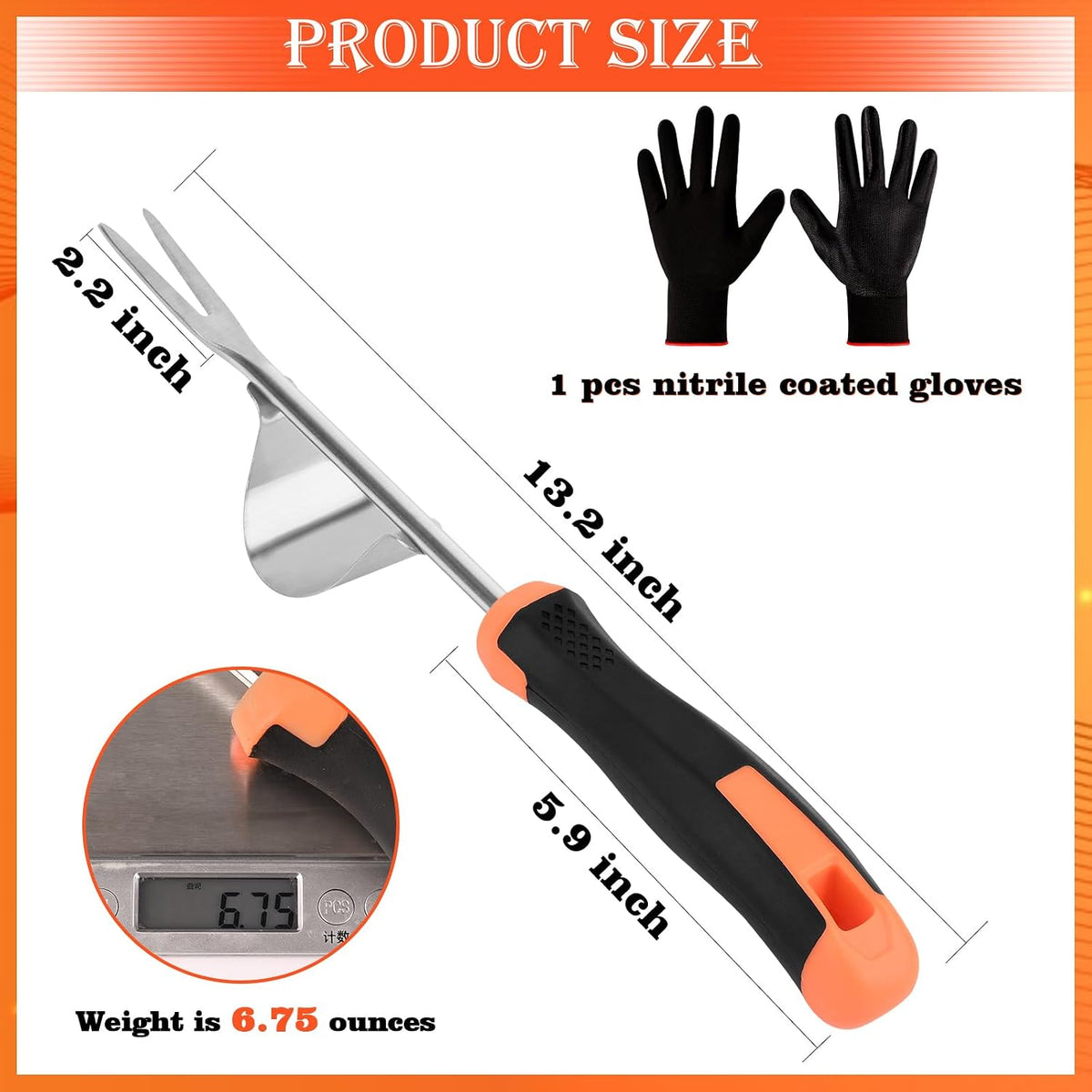 Weed Puller Tool Garden Weed Pulling Tool, 4-Tine Manganese Steel Weeder Tool - Black Coated Forged Portable Garden Hand Weeder for Farm, Orchard & Garden (2Pack)