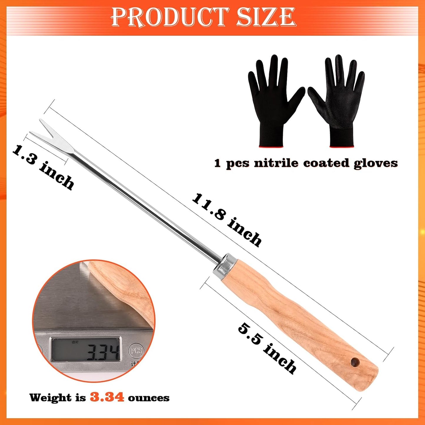 Weed Puller Tool Garden Weed Pulling Tool, 4-Tine Manganese Steel Weeder Tool - Black Coated Forged Portable Garden Hand Weeder for Farm, Orchard & Garden (2Pack)