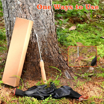 Weed Puller Tool Garden Weed Pulling Tool, 4-Tine Manganese Steel Weeder Tool - Black Coated Forged Portable Garden Hand Weeder for Farm, Orchard & Garden (2Pack)