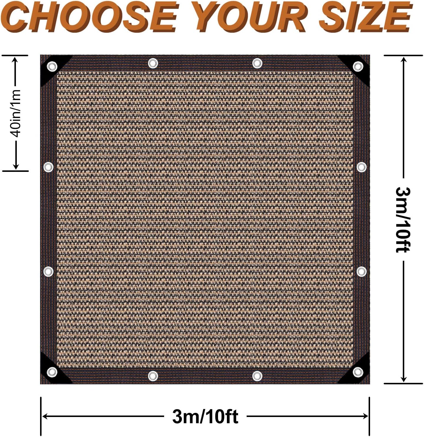 Garden Shade Cloth 10x10ft UV 70% Sunblock Outdoor Sun Shade with Grommets Sun Shade Outdoor Cover Plant Covers Freeze Protection Shade Cloth for Chicken Coop Cover Brown10x10FT - Colors A