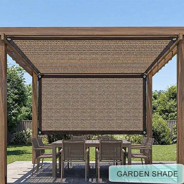 Garden Shade Cloth 10x10ft UV 70% Sunblock Outdoor Sun Shade with Grommets Sun Shade Outdoor Cover Plant Covers Freeze Protection Shade Cloth for Chicken Coop Cover Brown10x10FT - Colors A