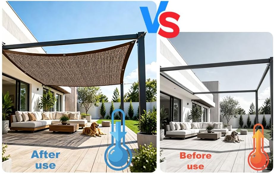 Garden Shade Cloth 10x10ft UV 70% Sunblock Outdoor Sun Shade with Grommets Sun Shade Outdoor Cover Plant Covers Freeze Protection Shade Cloth for Chicken Coop Cover Brown10x10FT - Colors A