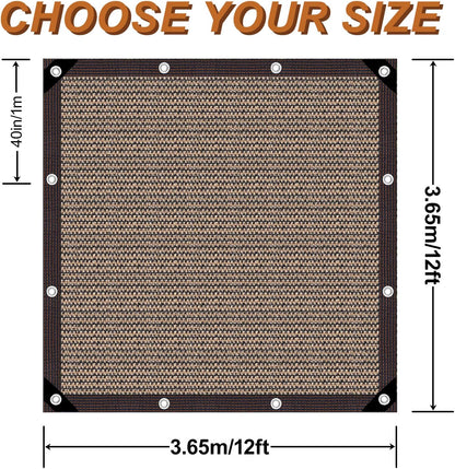 Garden Shade Cloth 10x10ft UV 70% Sunblock Outdoor Sun Shade with Grommets Sun Shade Outdoor Cover Plant Covers Freeze Protection Shade Cloth for Chicken Coop Cover Brown10x10FT - Colors A