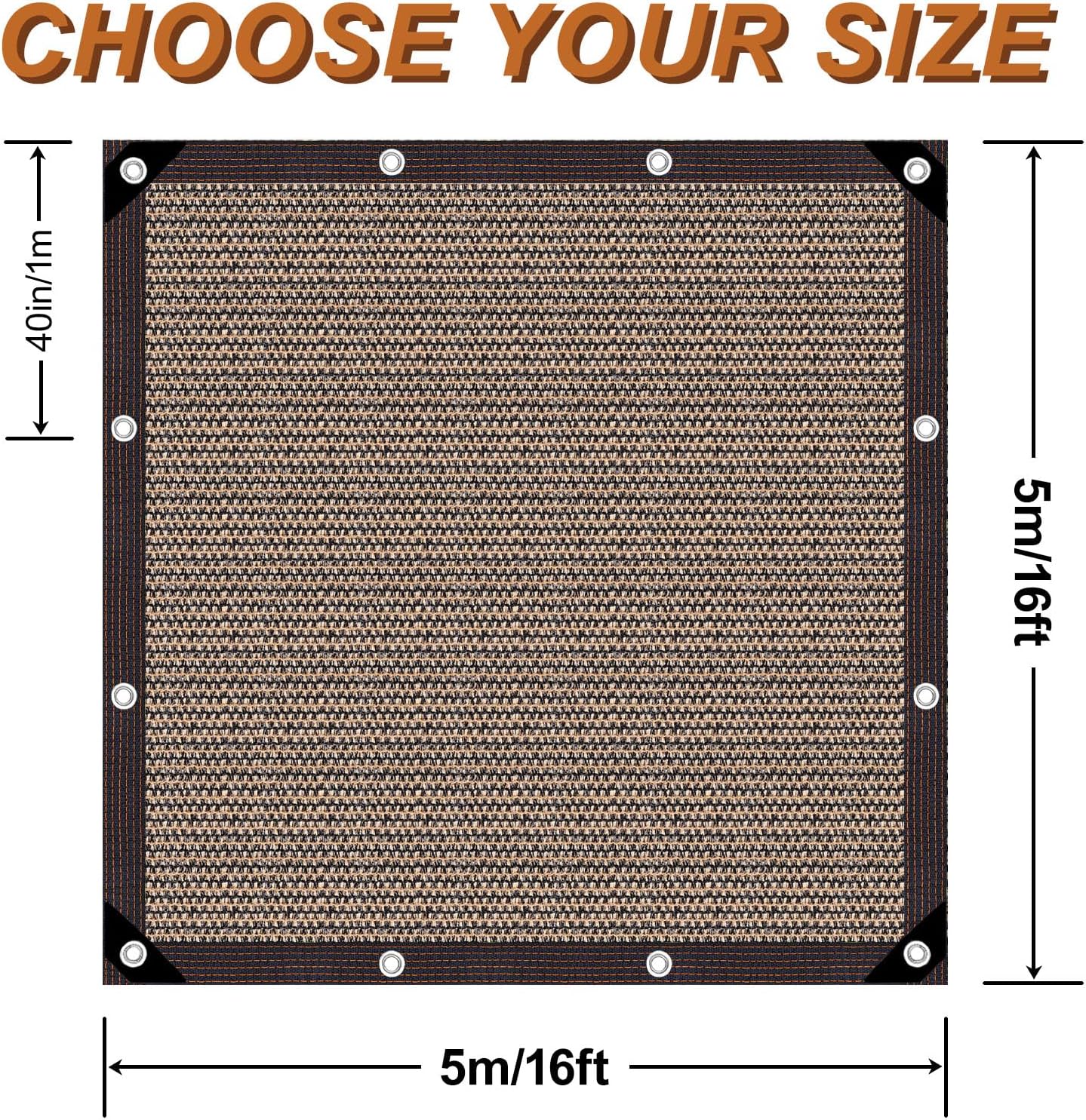Garden Shade Cloth 10x10ft UV 70% Sunblock Outdoor Sun Shade with Grommets Sun Shade Outdoor Cover Plant Covers Freeze Protection Shade Cloth for Chicken Coop Cover Brown10x10FT - Colors A