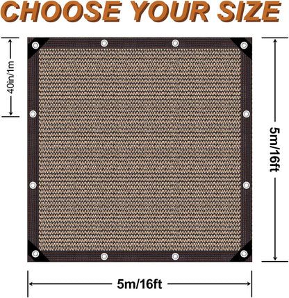 Garden Shade Cloth 10x10ft UV 70% Sunblock Outdoor Sun Shade with Grommets Sun Shade Outdoor Cover Plant Covers Freeze Protection Shade Cloth for Chicken Coop Cover Brown10x10FT - Colors A