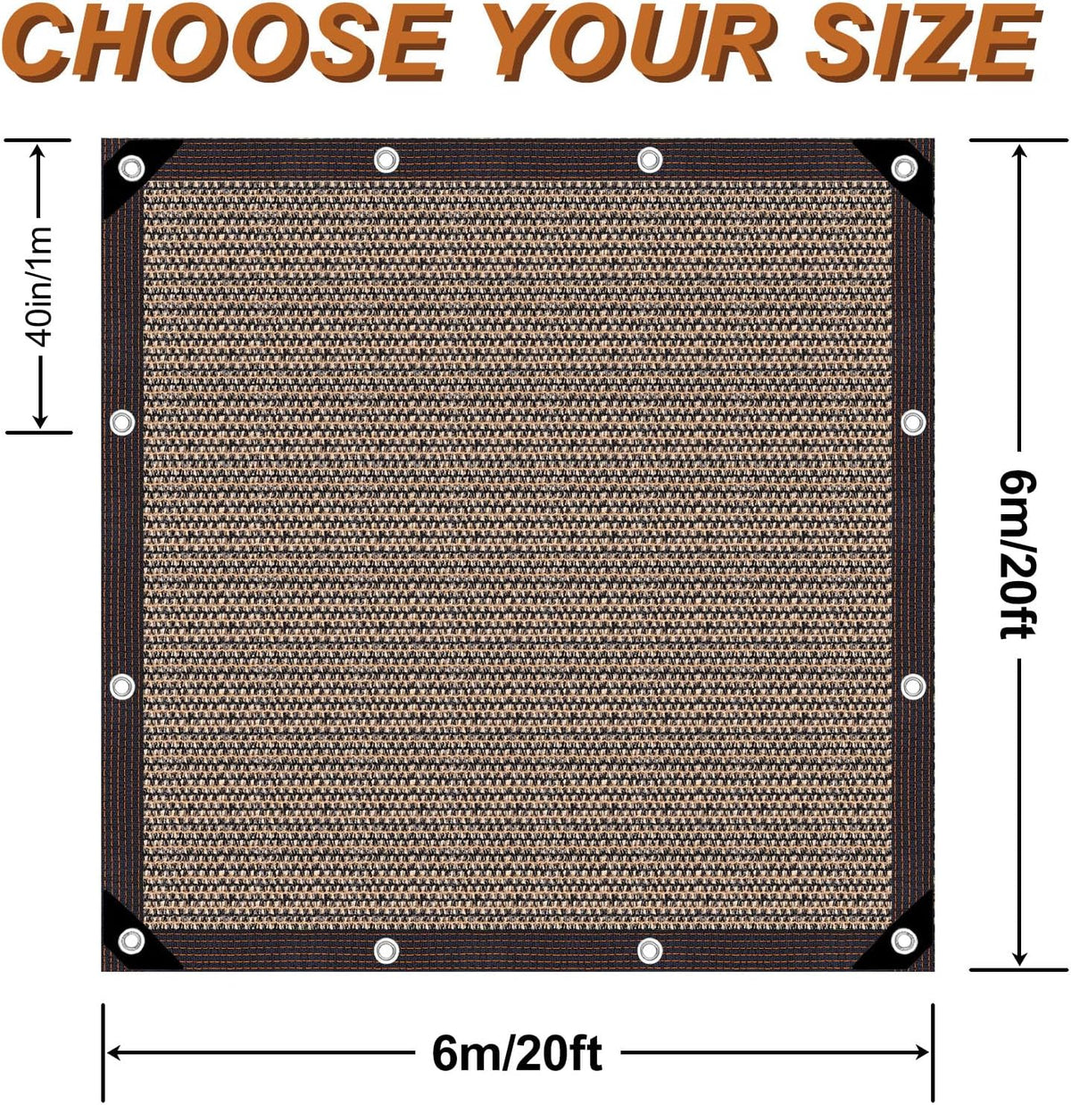 Garden Shade Cloth 10x10ft UV 70% Sunblock Outdoor Sun Shade with Grommets Sun Shade Outdoor Cover Plant Covers Freeze Protection Shade Cloth for Chicken Coop Cover Brown10x10FT - Colors A