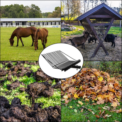 Pitch Manure Fork Head, Metal Pitch Fork for Garden, Durable Digging Fork Rake Head Replacement with Angled Tines, Stable Pitchforks Scoop for Mulch Horse Stall Picking up Hay Animal