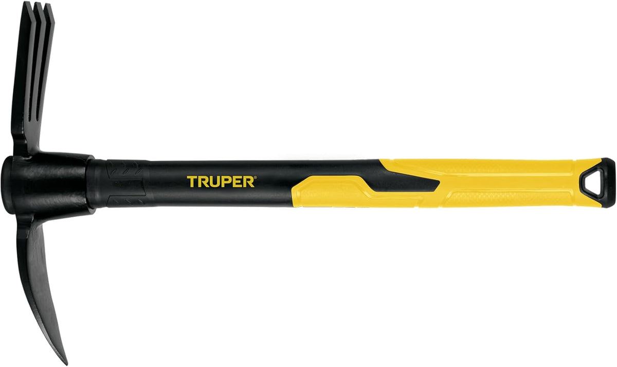 Rapid Tiller, Digger Cultivator, 14-Inch Fiberglass Handle with Comfort Grip, Forged Steel Dual-Head Digging and Aerating Tool (Model RATI-F / 32739)