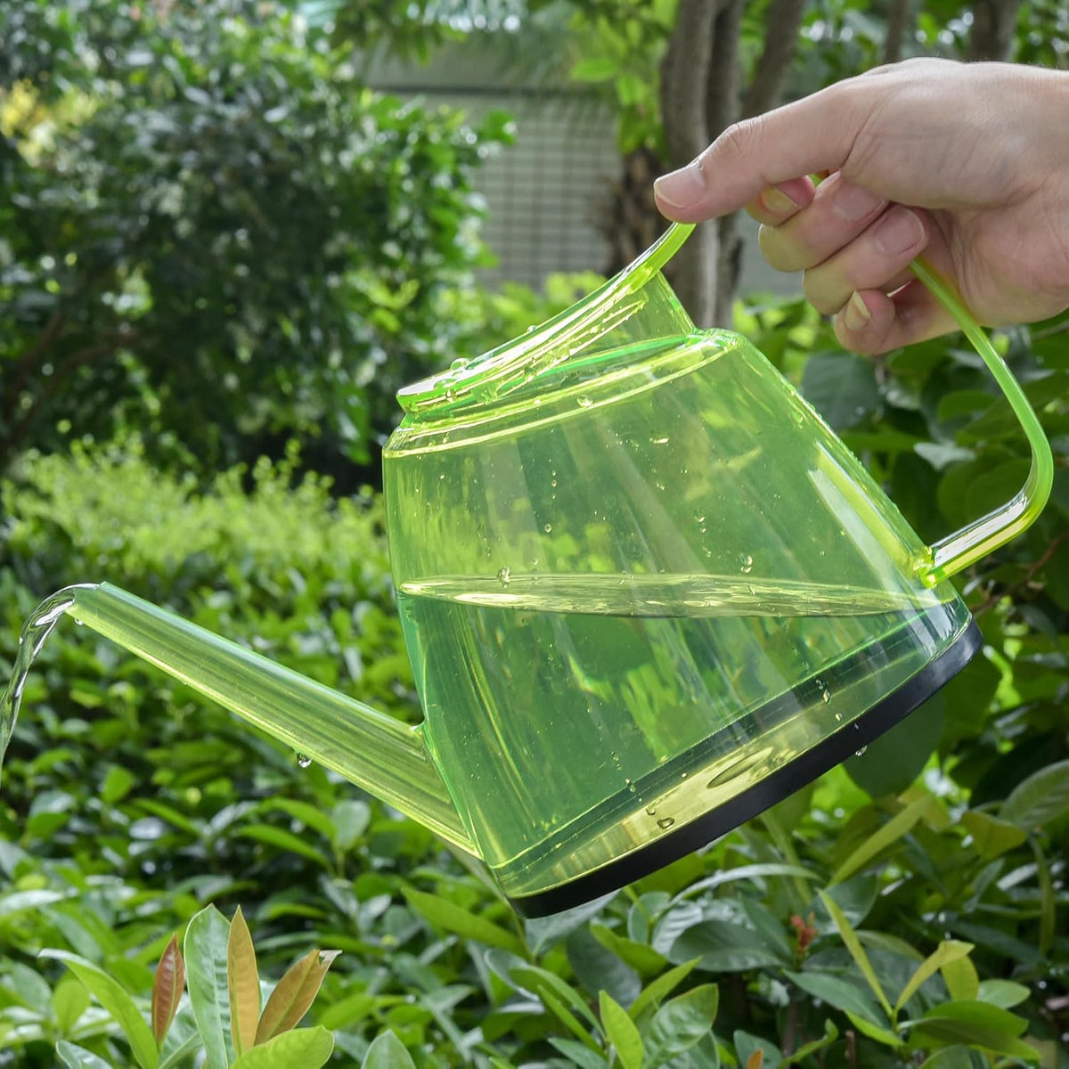Yellow1.5L Transparent Plastic Watering Can Long Spout Comfort Grip