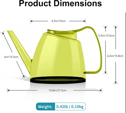 Yellow1.5L Transparent Plastic Watering Can Long Spout Comfort Grip