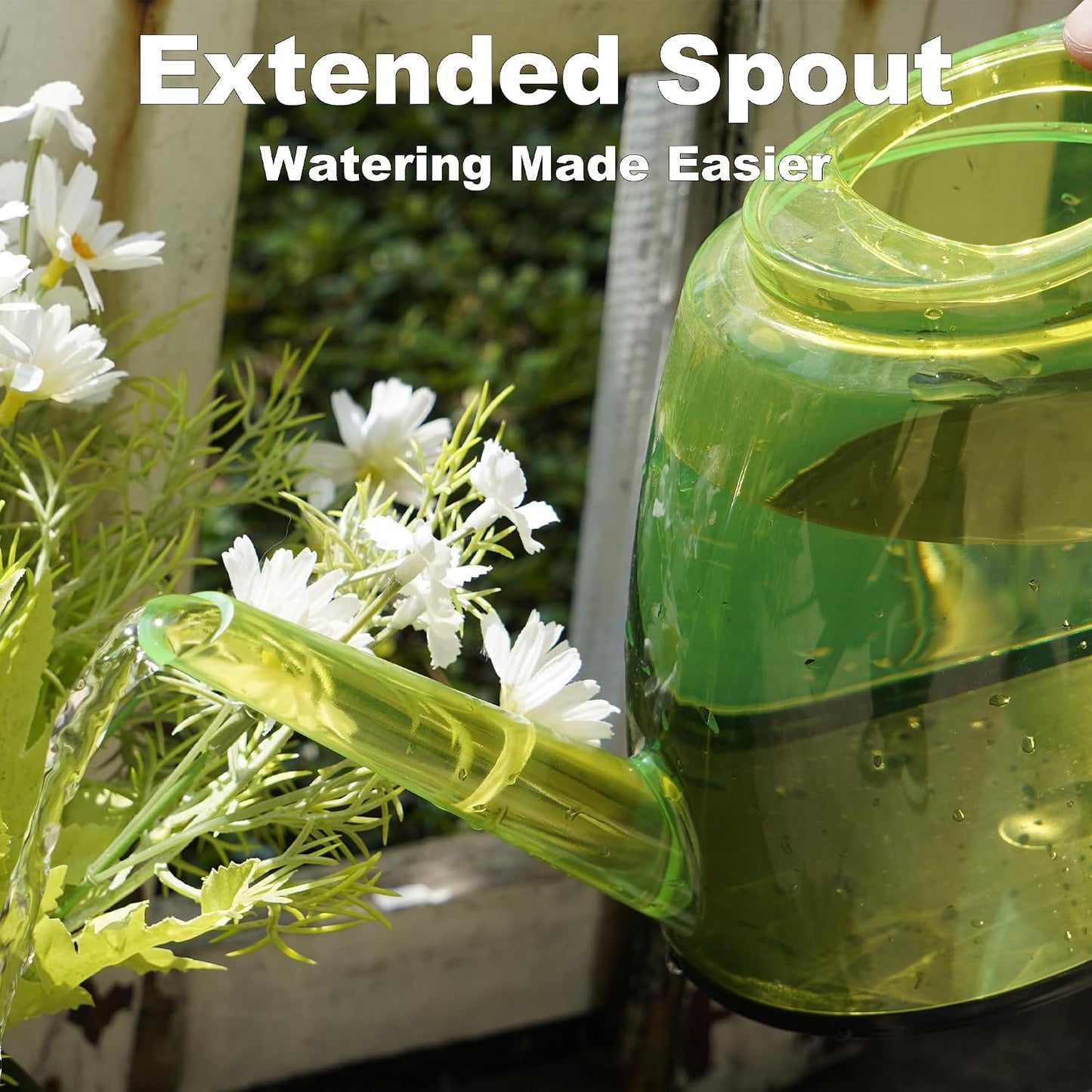 Yellow1.5L Transparent Plastic Watering Can Long Spout Comfort Grip
