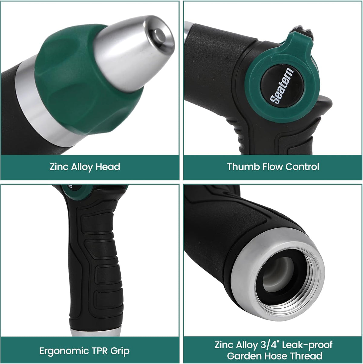 High Pressure Garden Hose Nozzle Sprayer, Heavy-Duty Metal Water Hose Nozzle with Thumb Control & Adjustable Jet for Car Washing, Patio Cleaning, Lawn & Plant Watering