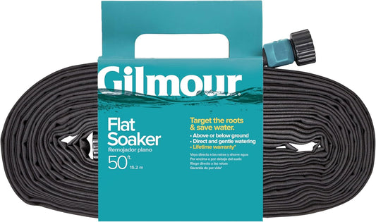 50' Black Flat Weeper Soaker Hose for Garden Beds, Drip Irrigation Outdoor Hose, Flexible Garden Hose for Vegetable Gardens, Flower Beds, Lawns, and Orchards