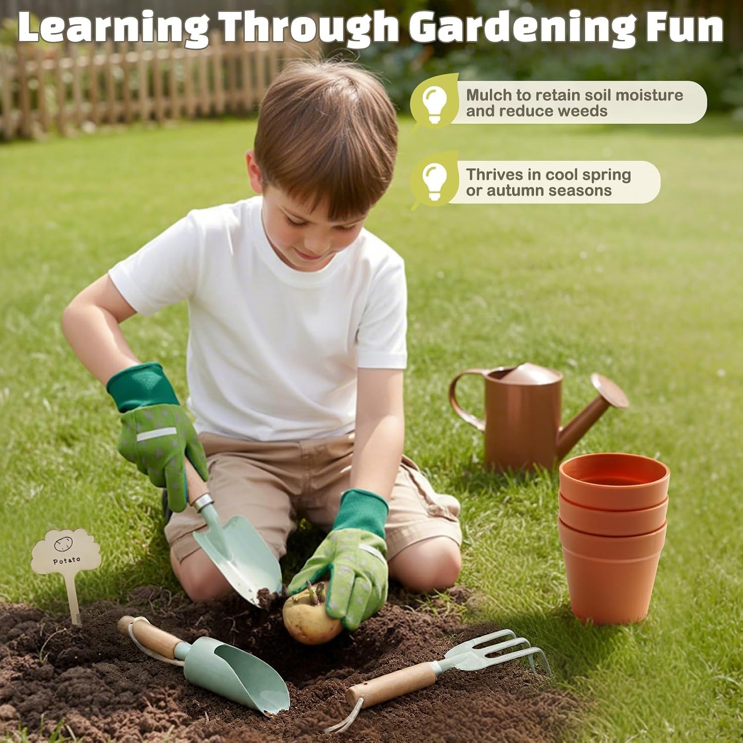 Kids Gardening Set, Quality Gardening Tool Kit Outdoor Toys for Toddlers