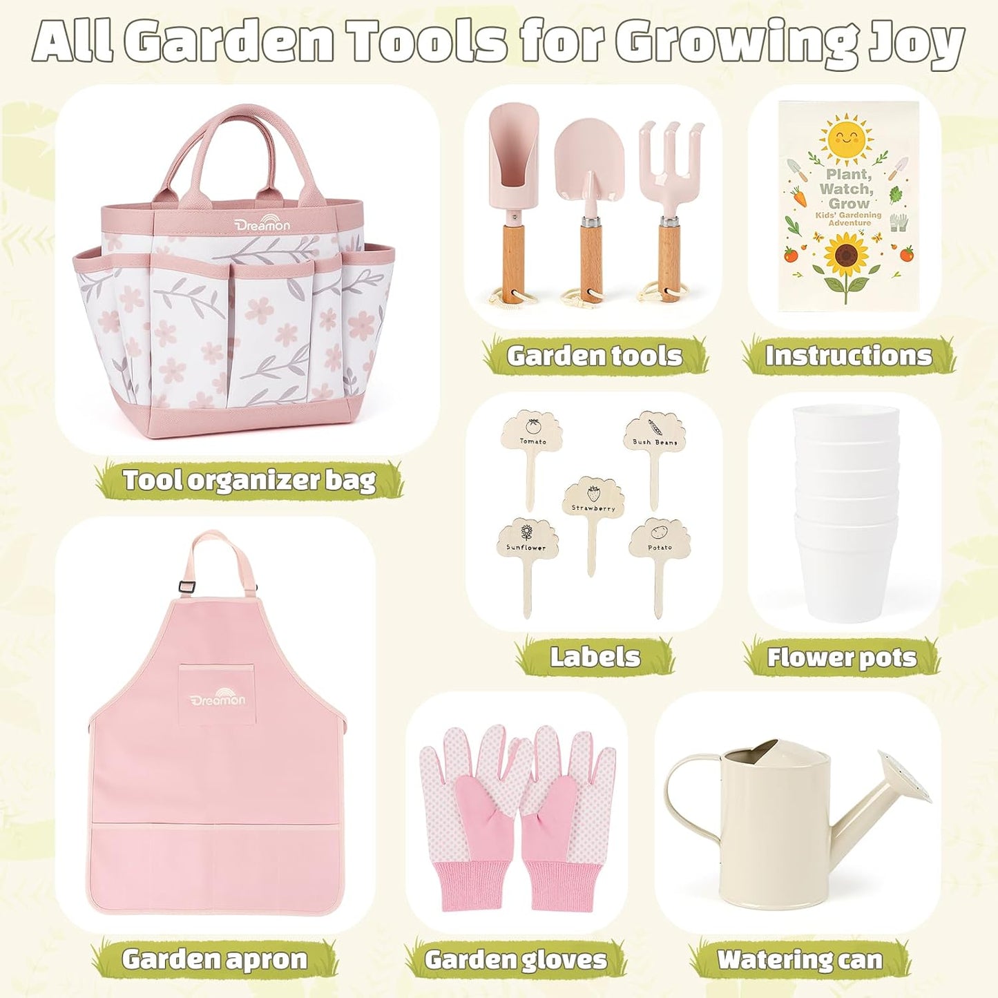 Kids Gardening Set, Quality Gardening Tool Kit Outdoor Toys for Toddlers