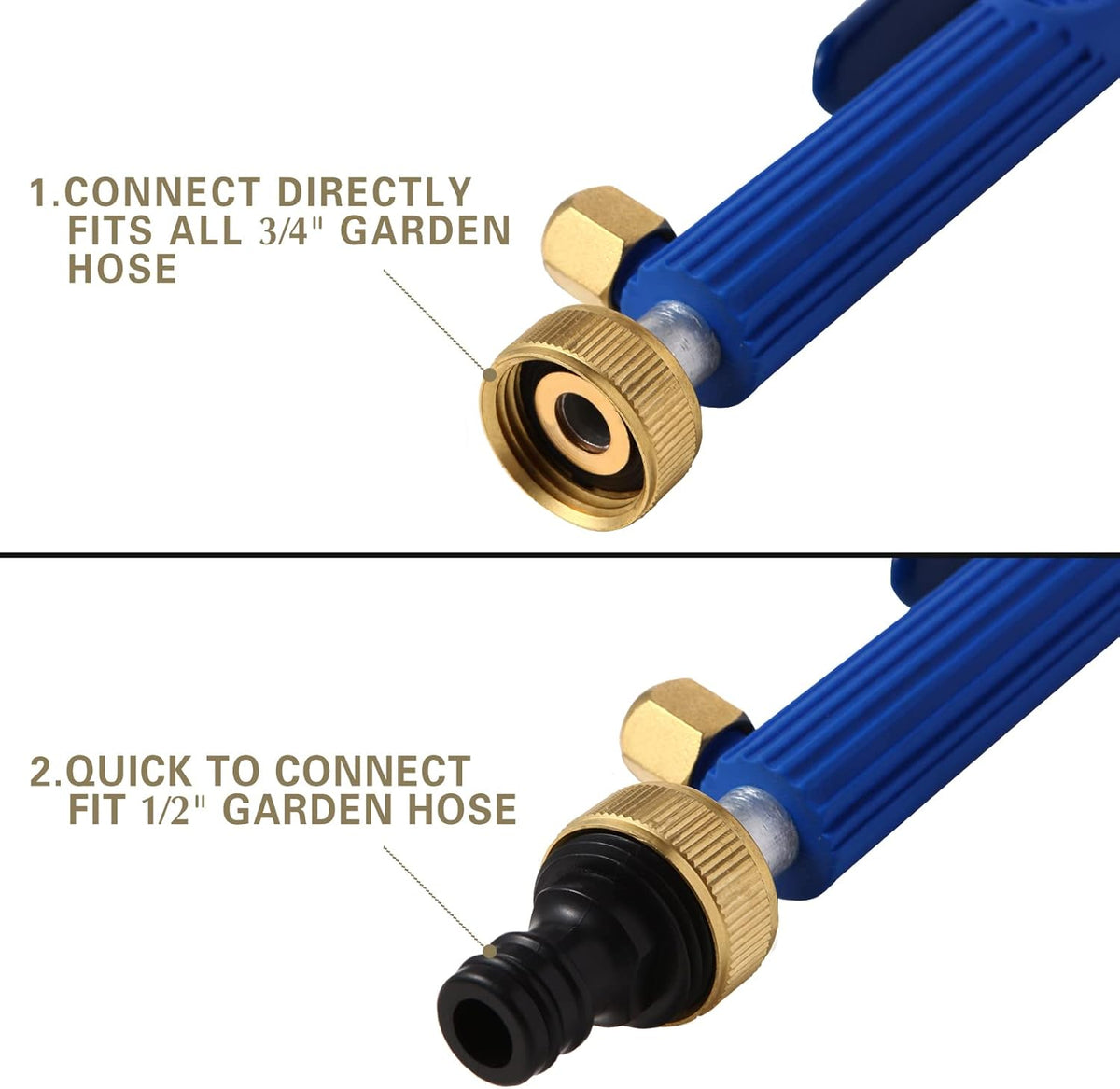 High Pressure Power Washer Wand, Hydro Jet Water Wand Pressure Sprayer,Flexible Garden Watering Wand with 3 Hose Nozzle Universal Hose End for Car Pet Window Patio Gutter Cleaning Tool Blue