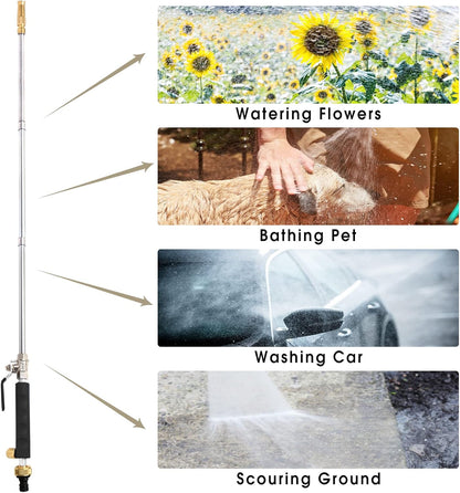 High Pressure Power Washer Wand, Hydro Jet Water Wand Pressure Sprayer,Flexible Garden Watering Wand with 3 Hose Nozzle Universal Hose End for Car Pet Window Patio Gutter Cleaning Tool Blue