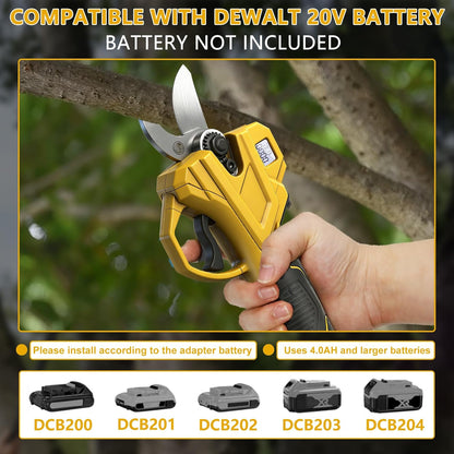 Cordless Pruning Shears Compatible with Dewalt 20V, Electric Pruning Shears with Extension Pole up to 4.57m Range, LCD Display 35 mm Battery Pruning Shears & Loppers for Garden (No Battery)