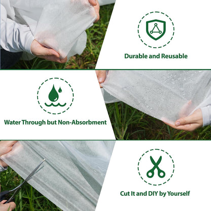 10 * 33 FT Plant Covers Freeze Protection, 1.06 oz/yd² Large Thick Floating Row Cover Fabric for Winter Frost Protection, White Blanket Cloth for Outdoor Garden Vegetables in Cold Weather